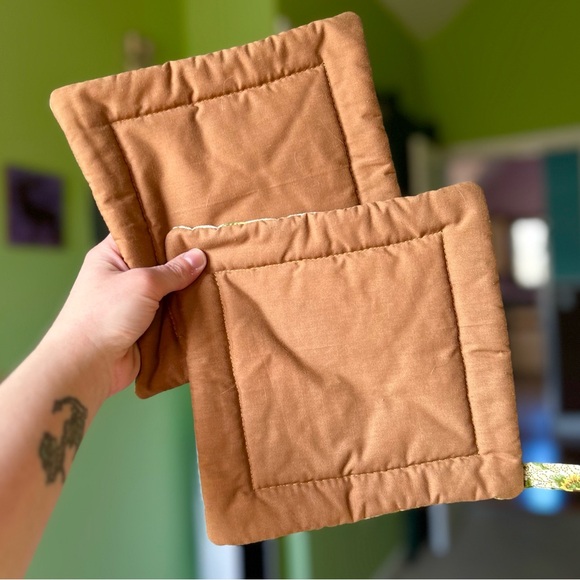 VTG Sunflower Kitchen Pot Holders Hanging Set of 2 Cottagecore Farmhouse Accent - Picture 3 of 6